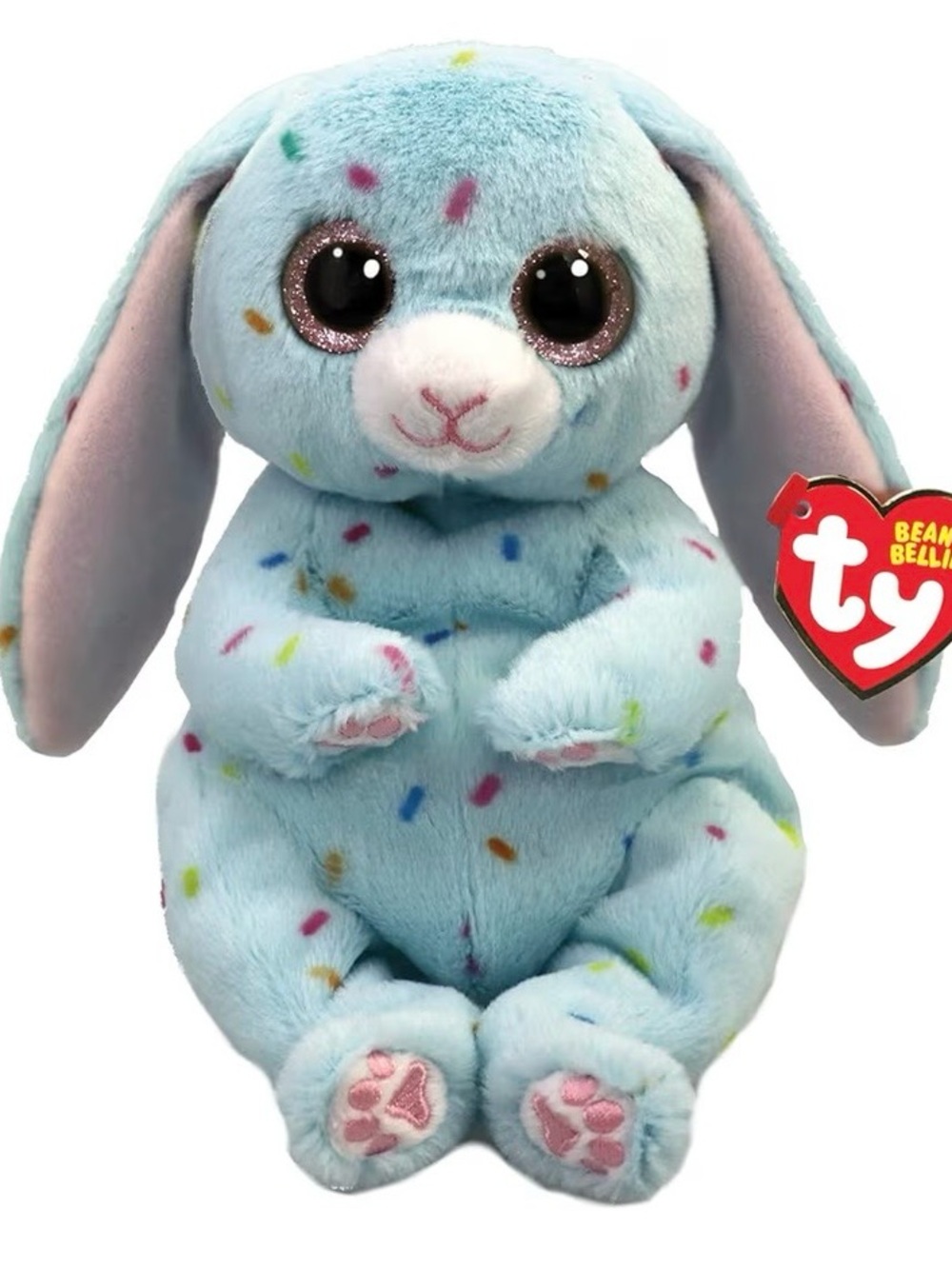 Ty Blue Sprinkle Bunny Plush with Pink Accents